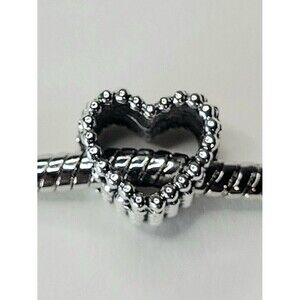 NWT For Pandora Charm Bracelets Antique Silver Color Hollow Heart Charm See Thru